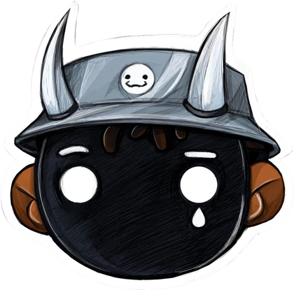 Floress mascot: a character in a steel bucket hat with horns